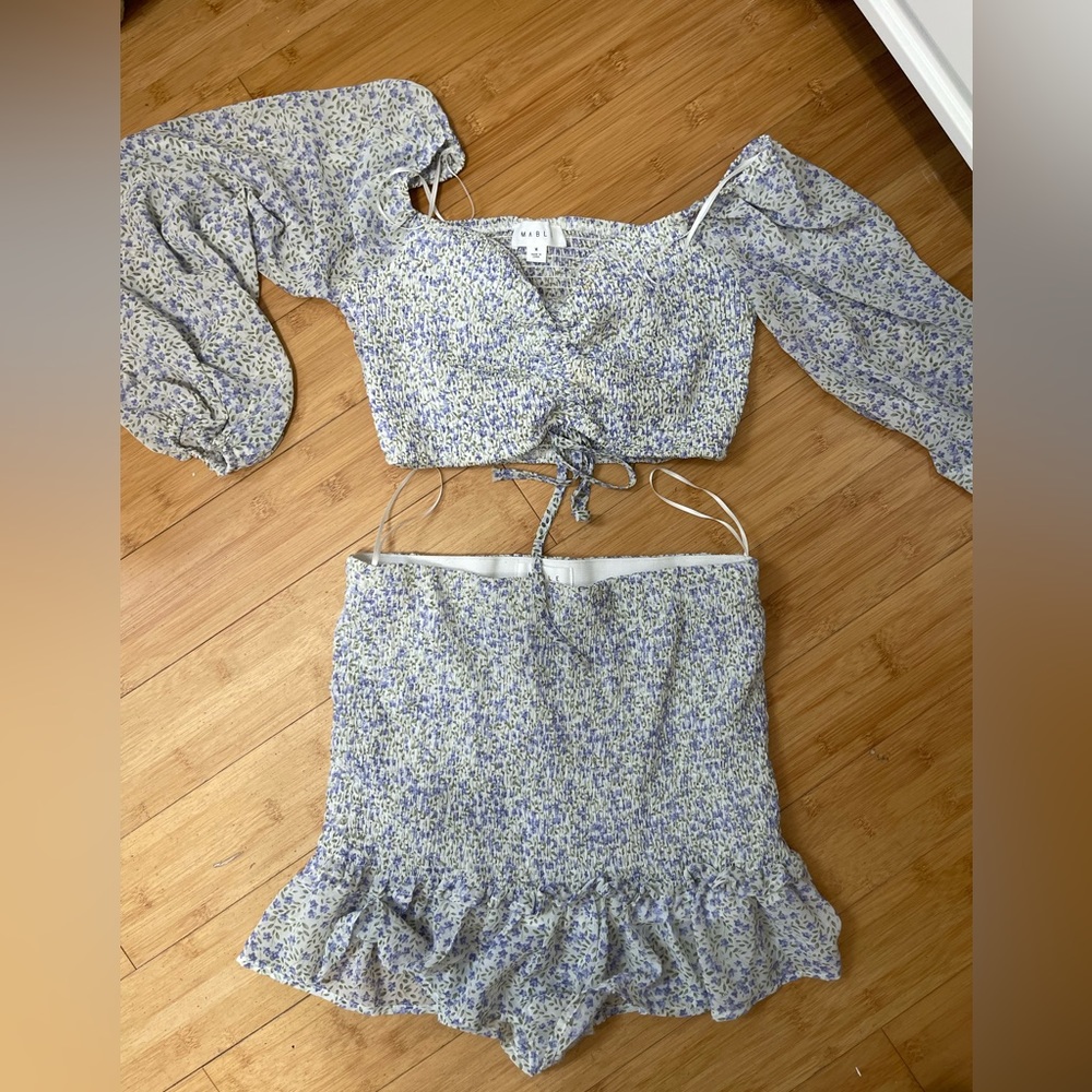Mable Blue Floral Two Piece Set